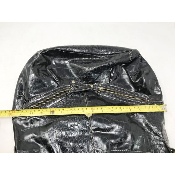 Elle Black Faux Alligator Croc Skin Purse - Large Hobo Bag - HandBag - women's B - Picture 13 of 16